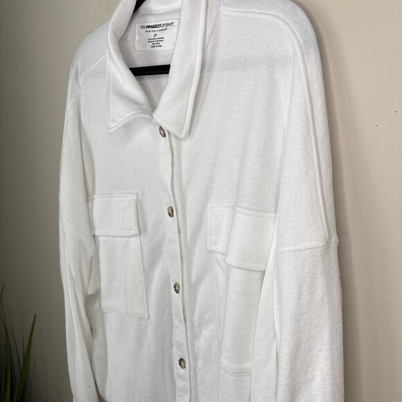 NEW NWT The Sweatshirt Project 3X White Button Up Long Sleeve Sweatshirt - Picture 4 of 8